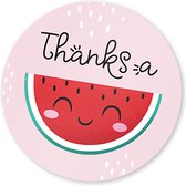 Sluitstickers cadeaustickers sluitzegels Kawaii cute meloen Bedankt Thanks stickers rond 4,5 cm set 10 stuks