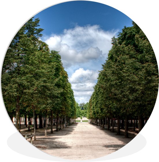 WallCircle - Wandcirkel ⌀ 30 - De tuin van het Louvre Museum met mooie groene bomen - Ronde schilderijen woonkamer - Wandbord rond - Muurdecoratie cirkel - Kamer decoratie binnen - Wanddecoratie muurcirkel - Woonaccessoires