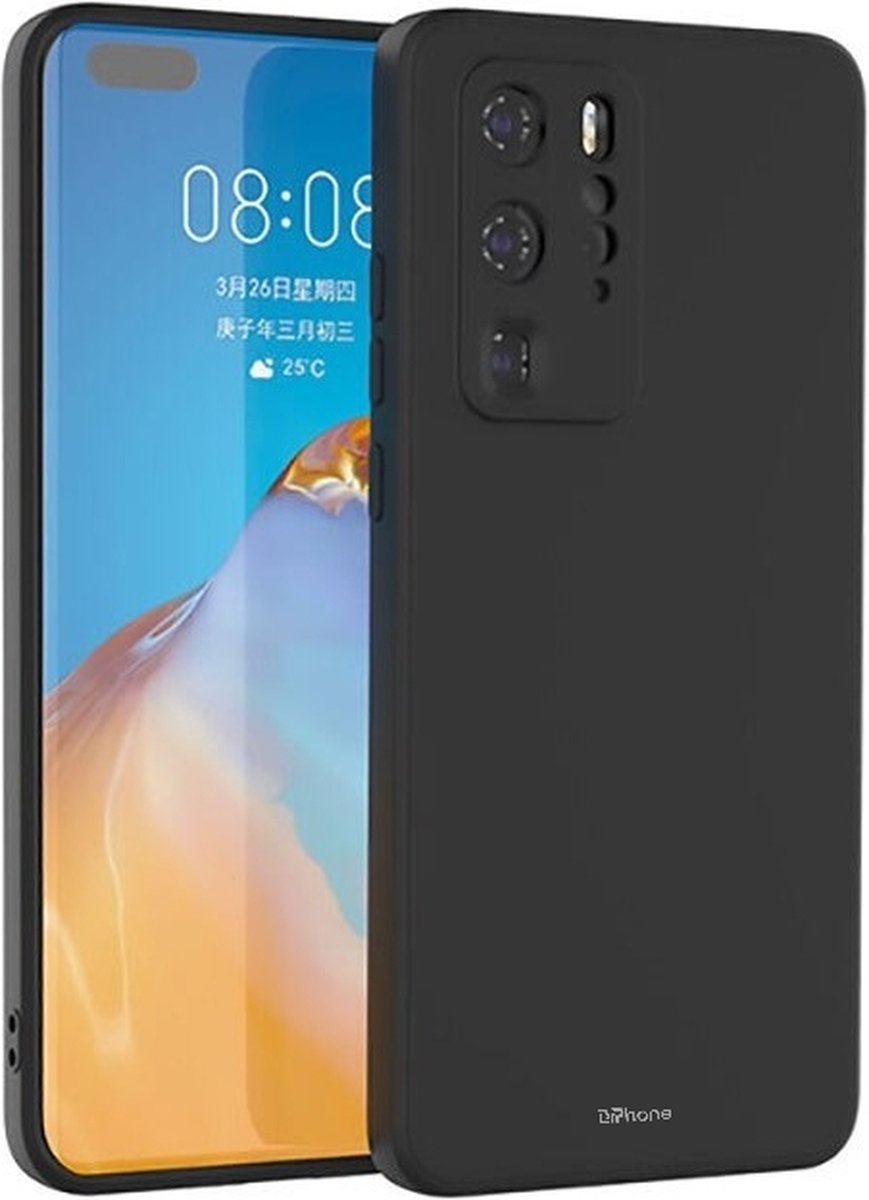 DrPhone SN4 - Siliconen Hoesje - Back Cover - Geschikt voor de Huawei P40 Pro - Zwart