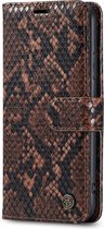 Apple iPhone X & XS Casemania Case Marron - Étui Portefeuille Portefeuille Tuyaux de Luxe - Porte-Cartes & Languette Magnétique