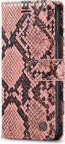iPhone 7 & 8 Casemania Hoesje Roze - Luxe Slangen Portemonnee Book Case - Kaarthouder & Magneetlipje