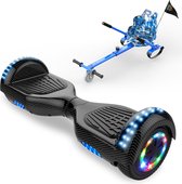 Microgo Hoverboard 6.5 Inch | Krachtige Motor | Sier LEDs | Bluetooth Speaker | Koolzwart + Kart Blauw