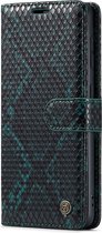 Casemania Hoesje Geschikt voor Samsung Galaxy S21 FE Groen - Luxe Slangen Portemonnee Book Case - Kaarthouder & Magneetlipje