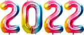 Folie Ballon Cijfer 2022 Oud En Nieuw Feest Versiering Happy New Year Ballonnen Decoratie Regenboog 70Cm Met Rietje