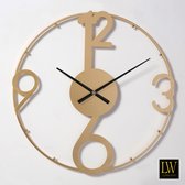 LW Collection Wandklok goud 60cm - Moderne gouden wandklok - Industriële wandklok - Gouden Ronde Moderne Klok - Stil uurwerk