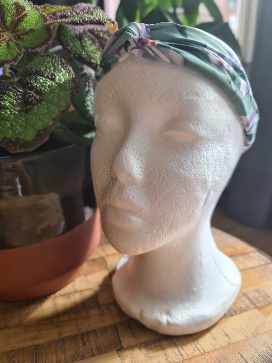 Bandeau / Bandeau de couleur vert avec motif floral (kawaii, animé, manga, bohème, mode, mode, tendance)