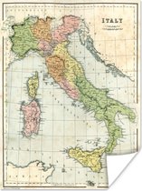 Vintage kaart van Italië 60x80 cm - Foto print op Poster (wanddecoratie woonkamer / slaapkamer)