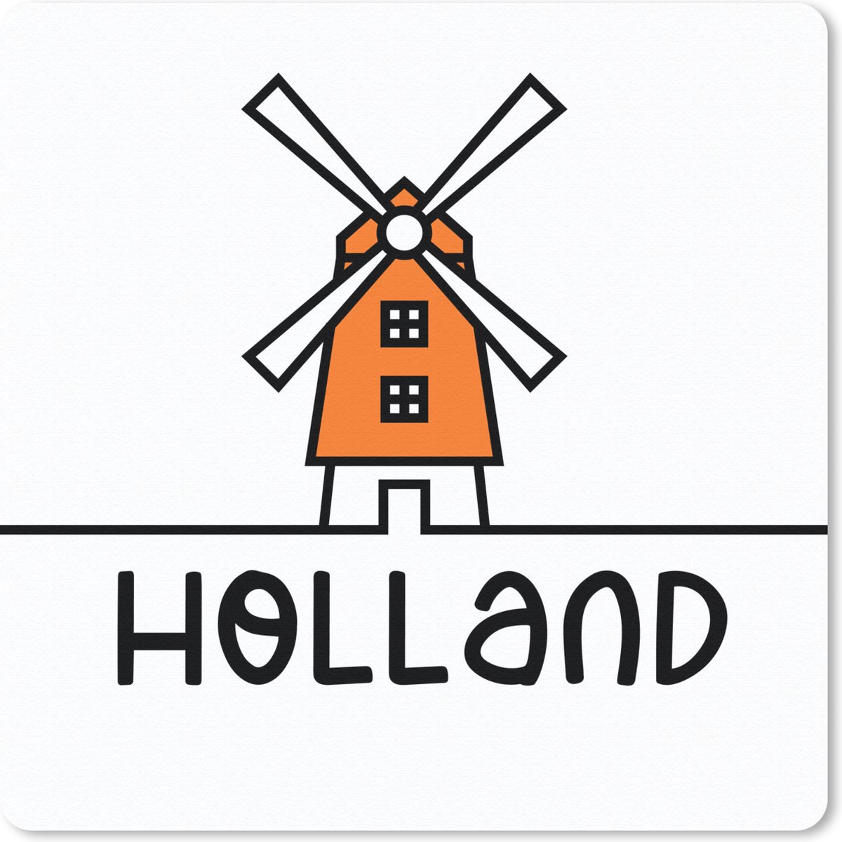 Muismat 20x20 cm - Mousepad Molen - Nederland - Spreuken - Oranje - Muismatten