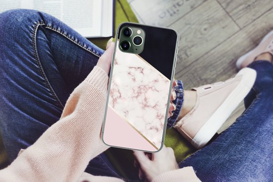 Coque iPhone 11 Pro - Marbre - Or rose - Luxe - Siliconen