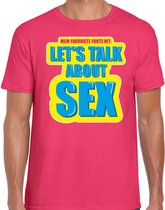 Foute party Let s talk about sex verkleed/ carnaval t-shirt roze heren - Foute hits - Foute party outfit/ kleding S