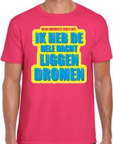 Foute party Hele nacht liggen dromen verkleed/ carnaval t-shirt roze heren - Foute hits - Foute party outfit/ kleding 2XL
