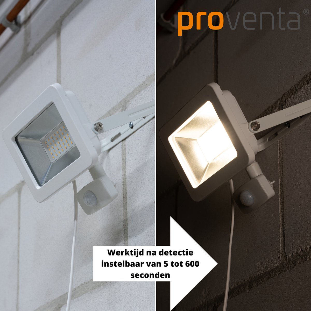 Projecteur LED Proventa® MOTION avec détecteur de mouvement - Étanche -  3300 lm - Wit