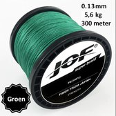 JOF 4X Gevlochten Vislijn / Visdraad - 0.13 mm - 5,6 KG - 300 meter - Groen