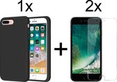 iParadise iPhone 6 plus hoesje zwart - iPhone 6s plus hoesje zwart siliconen case hoes cover - hoesje iphone 6 plus - hoesje iphone 6s plus - 2x iPhone 6 Plus/6S Plus Screenprotect
