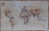 Vintage wereldkaart - landkaart - kaart van de wereld - op jute canvas - 38x58 cm