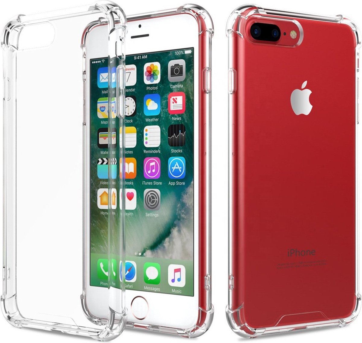 iPhone 7/8 Plus anti shock transparant TPU hoesje - iPhone - Apple - Bescherming - Hoesje - TPU - Doorzichtig - Bumpers - Telehoesje - Goedkoop - Kwaliteit - Stevig - Goed - Backcover - Achterkant - Goede bescherming