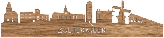 Skyline Zoetermeer Eikenhout - 100 cm - Woondecoratie - Wanddecoratie - Meer steden beschikbaar - Woonkamer idee - City Art - Steden kunst - Cadeau voor hem - Cadeau voor haar - Jubileum - Trouwerij - WoodWideCities