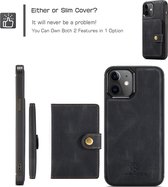 GSMNed – Hoogwaardig iPhone 12/12 Pro Zwart – Luxe Leren Pu Hoesje – iPhone 12/12 Pro Zwart – Design – Met magnetische portemonnee
