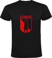 Utrecht | Kinder T-shirt 128 | Zwart Rood | FC | Voetbal | Stadswapen | Toren | Embleem