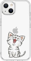 Apple Iphone 13 Mini hoesje transparant siliconen hoesje Iphone 13 Mini Schattig katje * LET OP JUISTE MODEL *