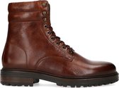 Manfield - Heren - Cognac leren veterboots - Maat 42