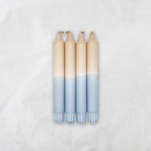 MingMing - Taupe x Dusty Blue - Dip Dye Kaarsen - set van 4 - handgemaakte kaarsen - dinerkaarsen