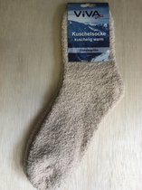 Sponge sokken-Fluffy sokken-Warme sokken- Huissokken - onze size- Beige/Zand