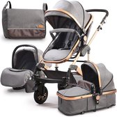 Beleeco® | Luxe 3 in 1 Kinderwagen - Baby Buggy - Autostoel - Schoudertas
