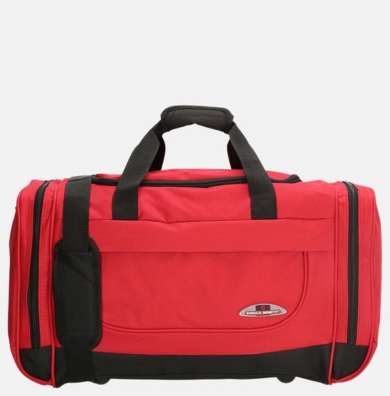 Enrico Benetti reistas in rood met zwarte handvatten en bodem. Logo op de voorzijde.
