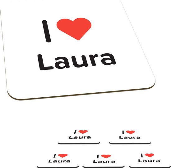 Onderzetters Voor Glazen I Love Laura Meisje 10x10 Cm Glasonderzetters 6 Stuks 