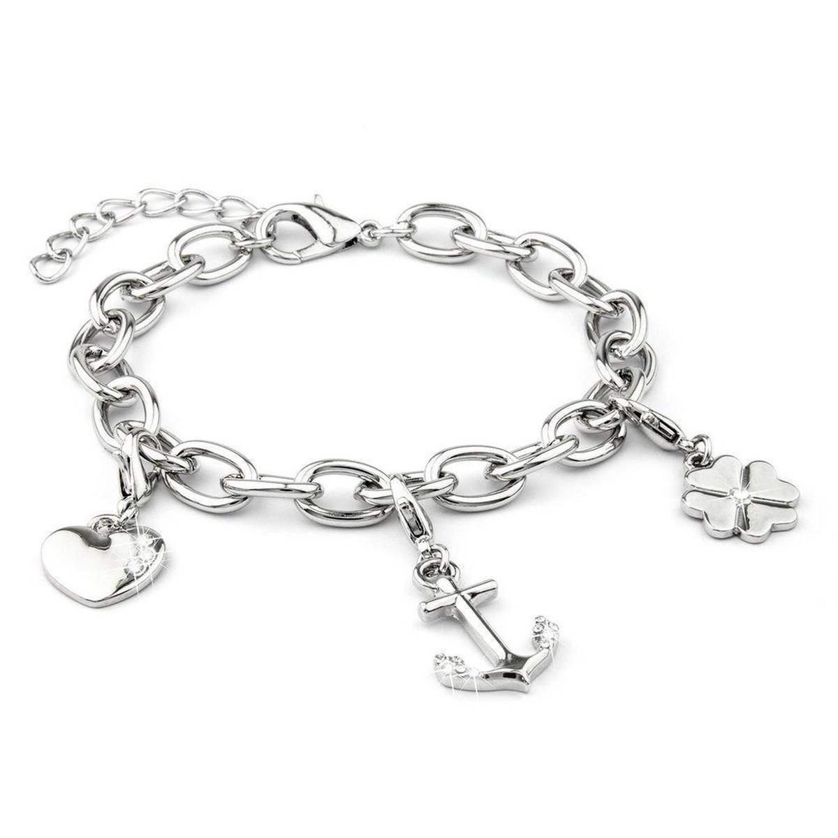 Di Lusso - Armband Flo - Messing - Verzilverd- Dames - 22 cm