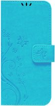 ADEL Kunstleren Book Case Pasjes Portemonnee Hoesje Geschikt voor iPhone 13 Pro Max - Vlinder Blauw