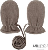 Baby Fleece winter wantjes met koord Grijs (3-18 mnd) - handschoenen
