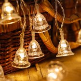 Licht snoer lichtslinger - Led lampjes - klokken kerstmis belletjes - sfeerverlichting - feestverlichting - warm wit - 10 led lampjes op battterij - 2 meter