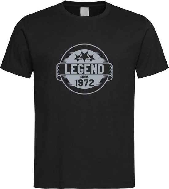 Zwart T-Shirt met “ Legend sinds 1972 “ print Zilver Size L