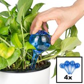 Decopatent® 4 Stuks - Waterdruppelaar voor Planten - Watergever - Glas - Waterbollen - Watergeefsysteem - Plantenbollen - Blauw