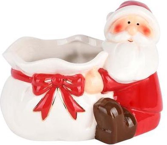 Père Noël décoratif avec sac cadeau en céramique
