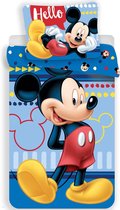 Disney Mickey Mouse Dekbedovertrek Hello - Eenpersoons - 140  x 200 cm - Blauw