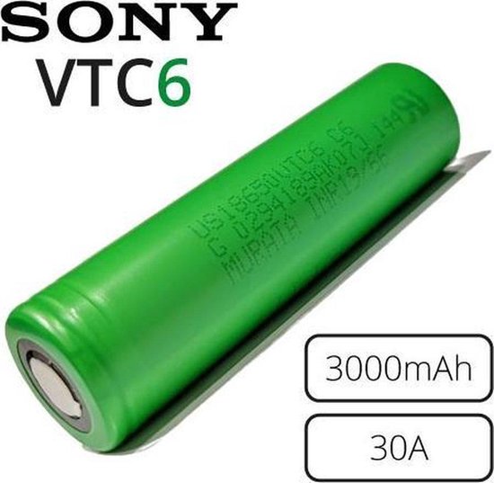 Sony -Flat Top - VTC6 - 18650 batterij - 3000mAh - 30A - 3.7V | bol.com
