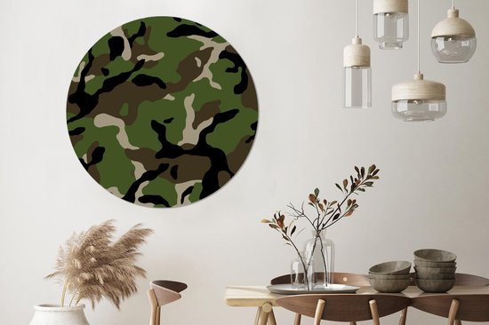 Assiette en plastique motif camouflage Militaire cercle mural ⌀ 150 cm -  impression