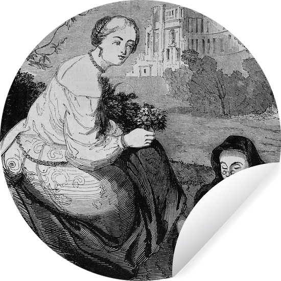 Fleur Van Rijn Femme aux fleurs - Peinture de Rembrandt van Rijn Sticker mural cercle ...