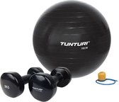 Tunturi - Fitness Set - Vinyl Dumbbell 2 x 5 kg  - Gymball Zwart 75 cm