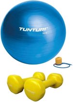 Tunturi - Fitness Set - Vinyl Dumbbell 2 x 1,5 kg  - Gymball Blauw 65 cm