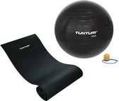 Tunturi - Fitness Set - Fitnessmat 160 x 60 x 0,7 cm - Gymball Zwart 75 cm