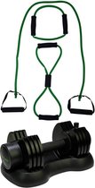 Tunturi - Fitness Set - Verstelbare Dumbbellset 12,5 kg - Tubing Set Groen