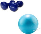 Tunturi - Fitness Set - Tunturi Fitnessbal 25 cm & 2 x 4 kg Gewichten