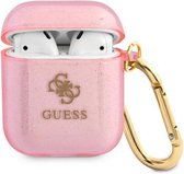 Guess 4G TPU Glitter Case - Geschikt voor Apple Airpods 1 & 2 - Roze