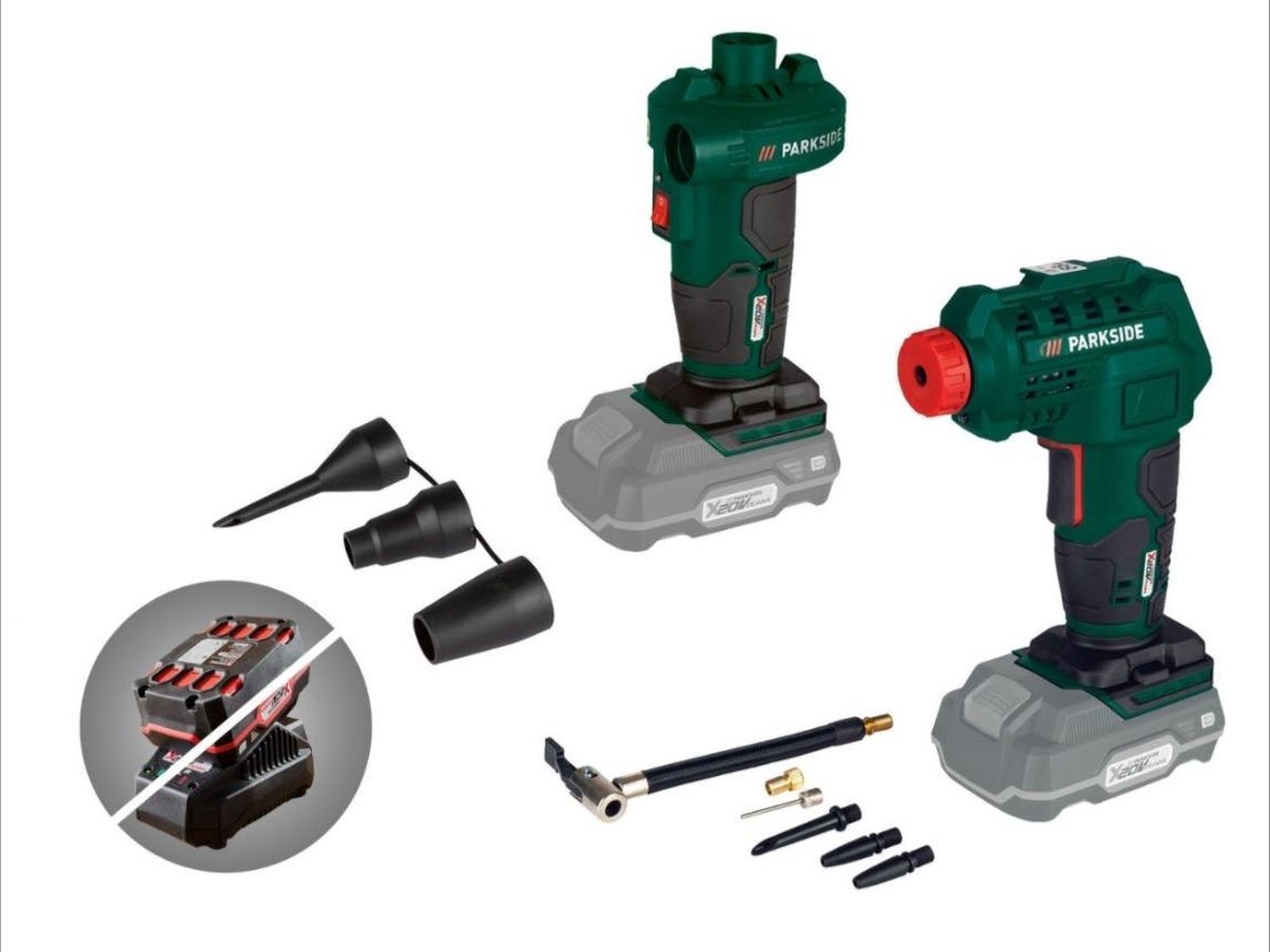PARKSIDE® Accu-compressor en -luchtpomp 20V zonder accu en lader - 2-in-1 accu-compressor en -luchtpomp