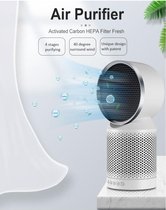Luchtreiniger - carbon HEPA filter - ionisator - filtert en fijnstof, pollen, huisstofmijt, bacteriën, geuren, rook, huidschilfers - 40° draaibare uitlaat -  verplaatsbaar - stil