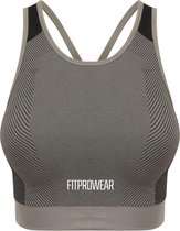 FitProWear Naadloze Sporttop Milano Dames - Grijs/Zwart - Maat XXL - Stretch -Sporttop - Crop Top - Naadloze sporrtop - Sportkleding - Sporthemd - Sport BH - Fitness Beha - Fitness